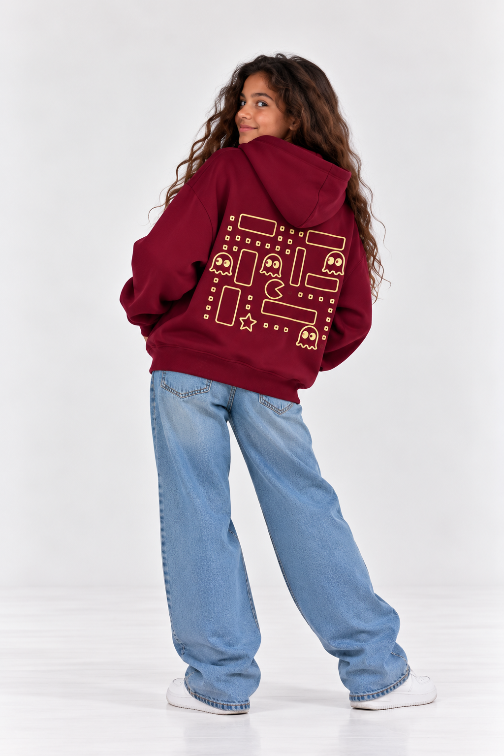 PAC-Man Hoodie In Burgundy