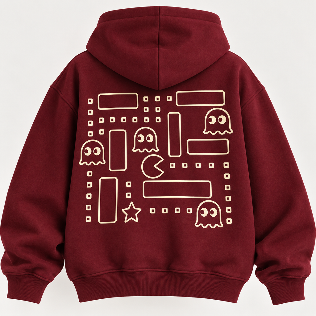 PAC-Man Hoodie In Burgundy
