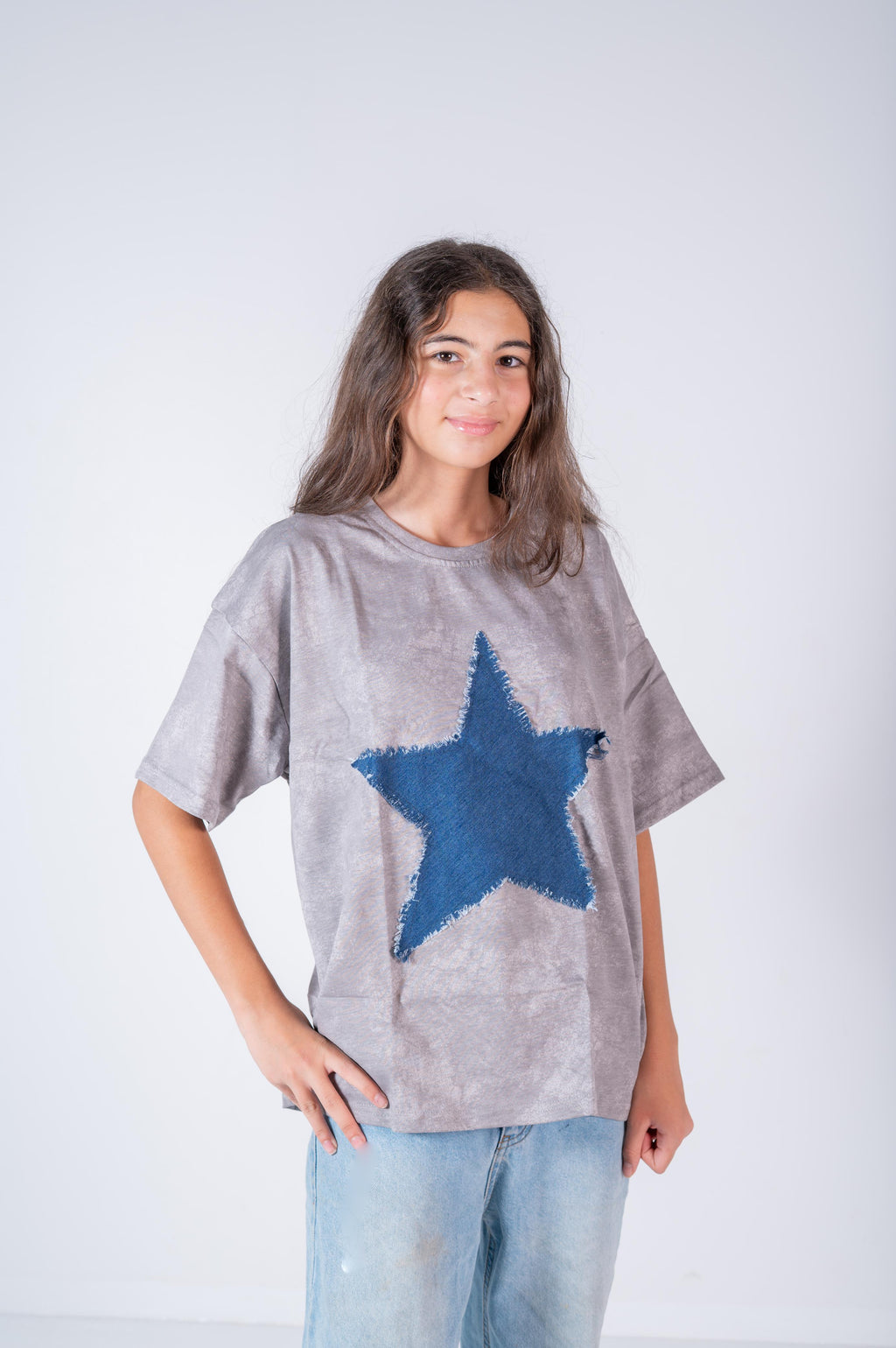Denim Star t-shirt in Washed Grey