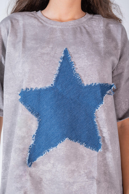 Denim Star t-shirt in Washed Grey