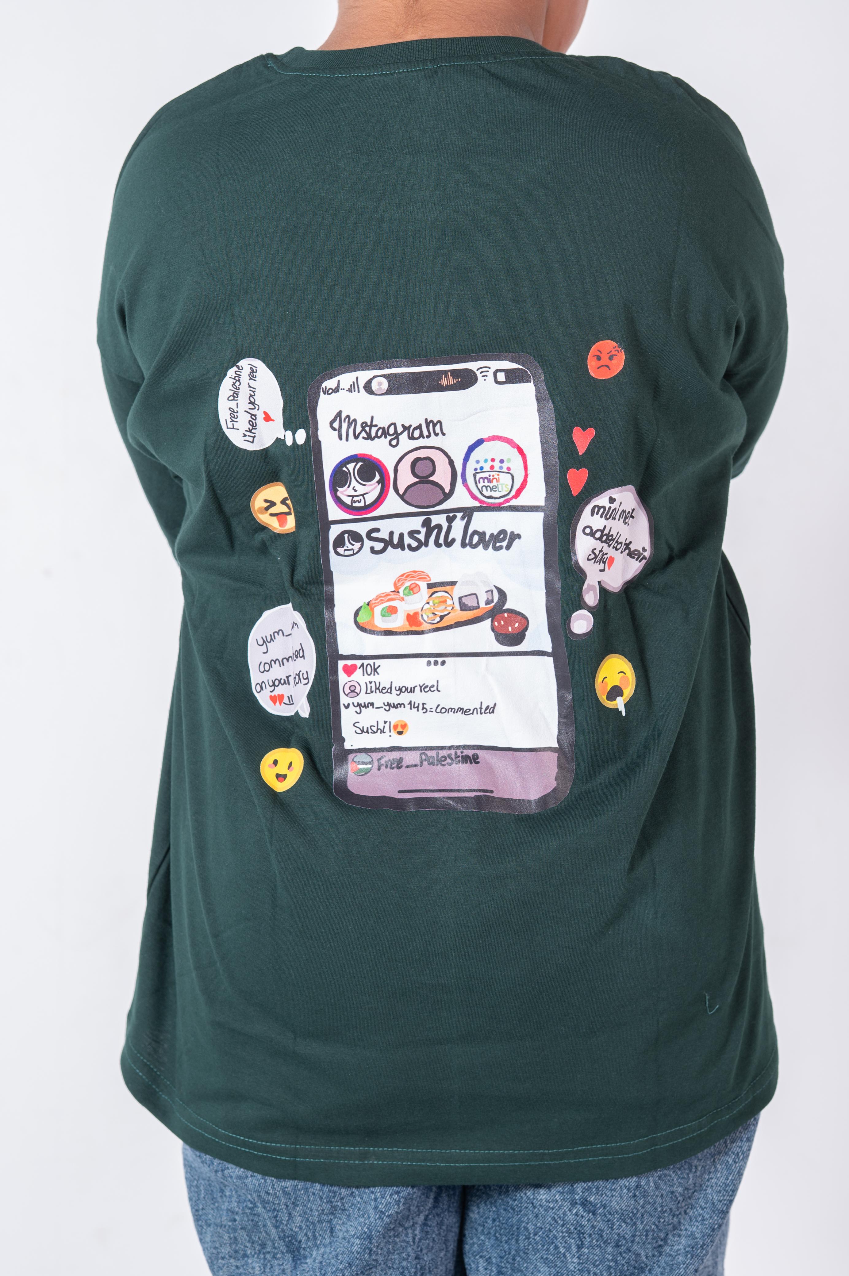 Social Media T-shirt In Olive Green