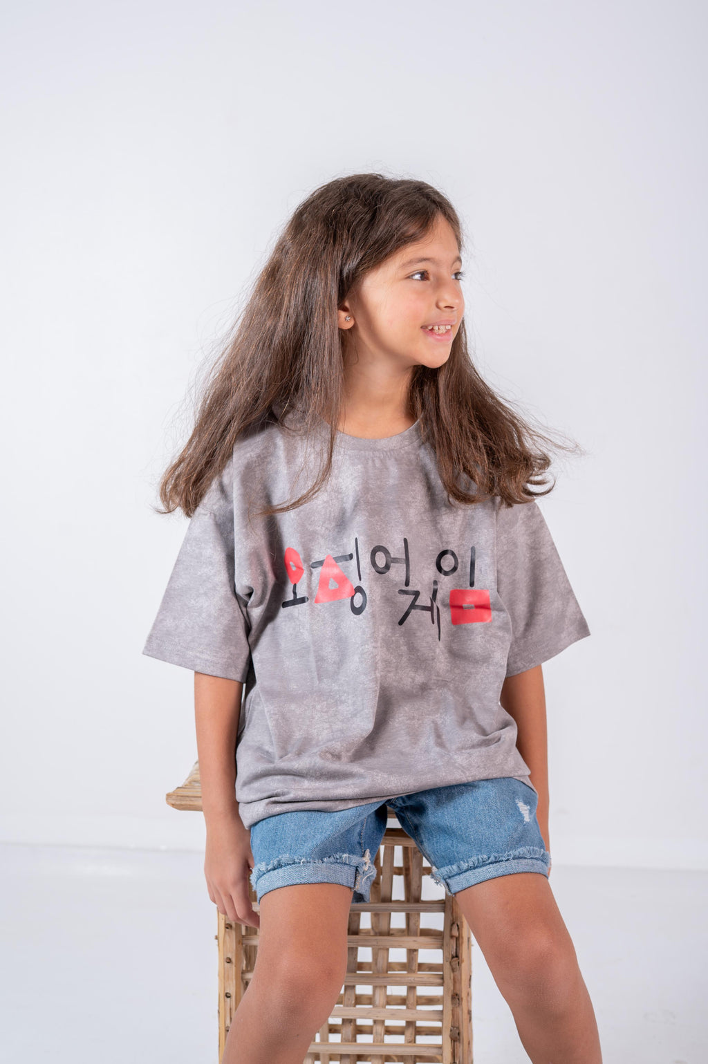 Squid Game T-shirt In Washed Grey